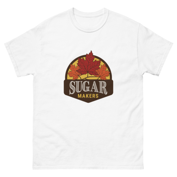 white tee with SugarMakers logo