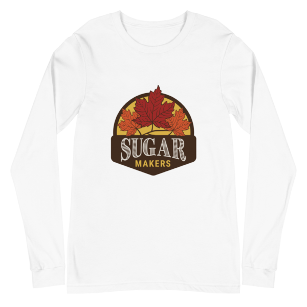 white long sleeve tee with SugarMakers logo